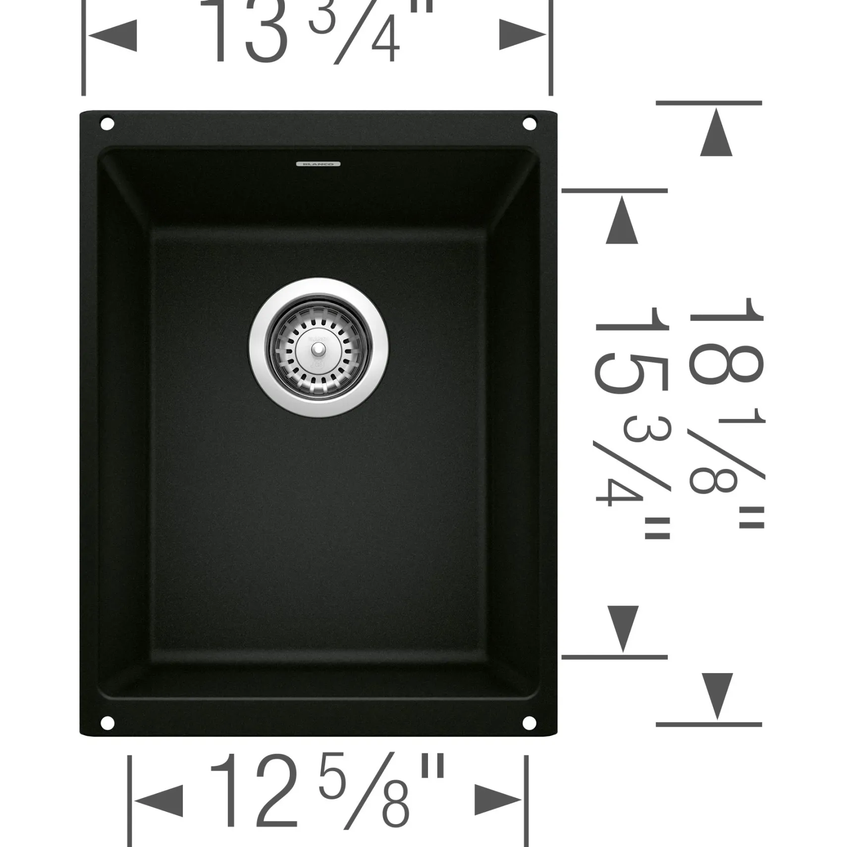Blanco Precis 14" Rectangle Granite Composite Bar/Prep Sink, Silgranit, Coal Black, 442932