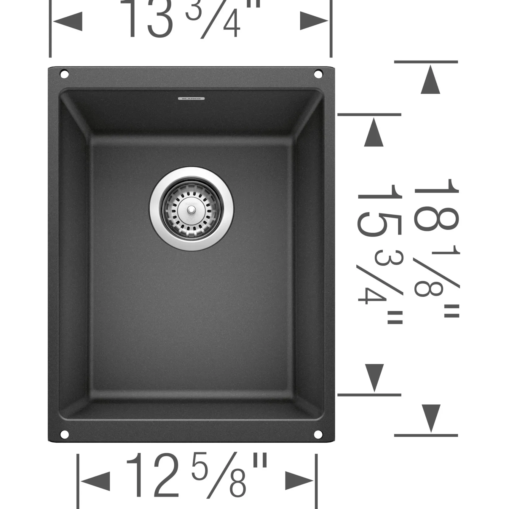 Blanco Precis 14" Rectangle Granite Composite Bar/Prep Sink, Silgranit, Anthracite, 513424