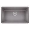 Blanco Precis 30" Undermount Granite Composite Kitchen Sink, Silgranit, Metallic Gray, 442536