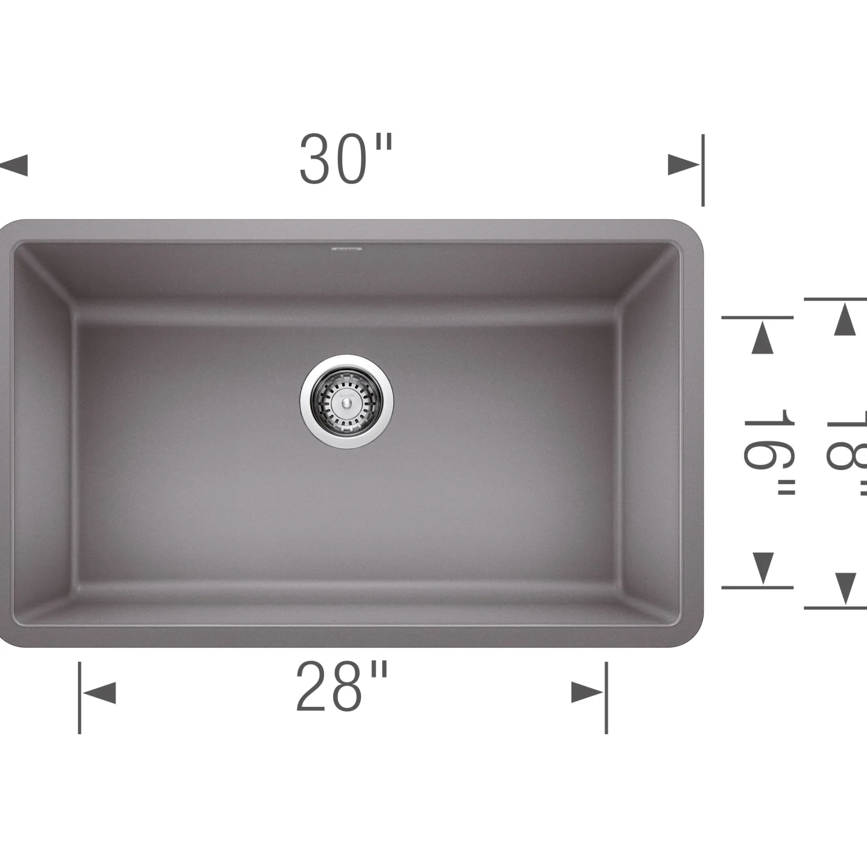 Blanco Precis 30" Undermount Granite Composite Kitchen Sink, Silgranit, Metallic Gray, 442536
