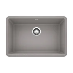 Blanco Precis 27" Undermount Granite Composite Kitchen Sink, Silgranit, Metallic Gray, 522428