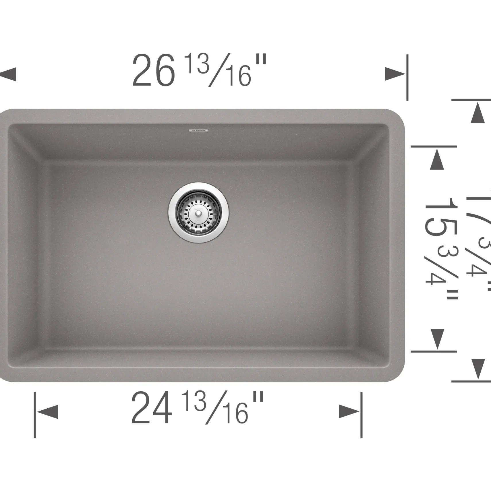 Blanco Precis 27" Undermount Granite Composite Kitchen Sink, Silgranit, Metallic Gray, 522428
