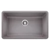 Blanco Precis 32" Undermount Granite Composite Kitchen Sink, Silgranit, Metallic Gray, 440148