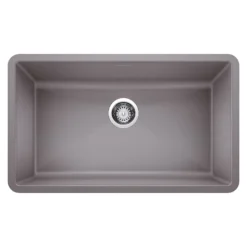 Blanco Precis 32" Undermount Granite Composite Kitchen Sink, Silgranit, Metallic Gray, 440148