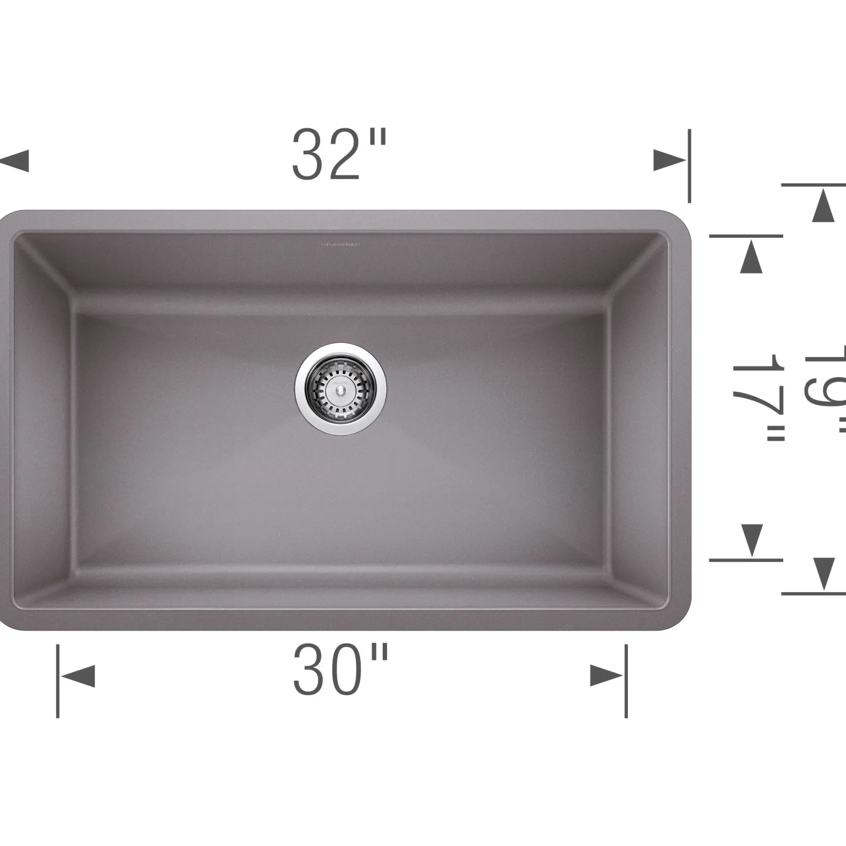 Blanco Precis 32" Undermount Granite Composite Kitchen Sink, Silgranit, Metallic Gray, 440148