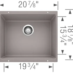 Blanco Precis 21" Undermount Granite Composite Kitchen Sink, Silgranit, Metallic Gray, 513429