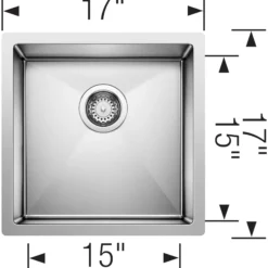 Blanco Precision 17" Square Stainless Steel Bar/Prep Sink, 18 Gauge, Satin Polish, 515638