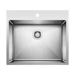 Blanco Quatrus 25" Drop In/Topmount Stainless Steel Laundry Sink, Satin Polish, 18 Gauge, 1 Faucet Hole, 443151