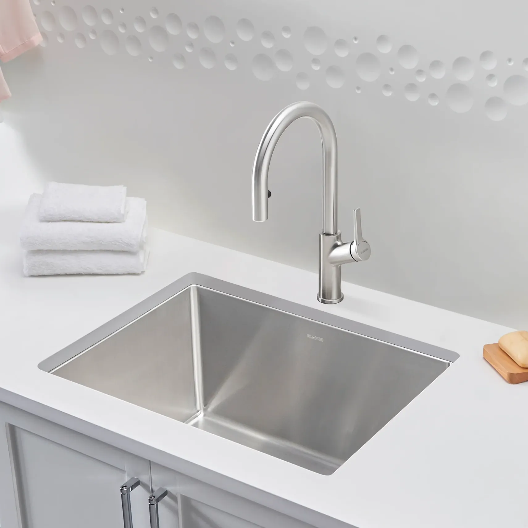 Blanco Quatrus 25" Dual Mount Stainless Steel Laundry Sink, 18 Gauge, 522136