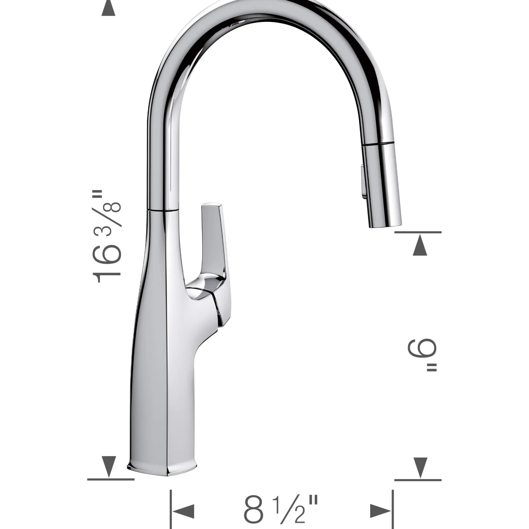 Blanco Rivana 1.5 GPM Brass Kitchen Faucet, Pull-Down, Polished Chrome, 442677