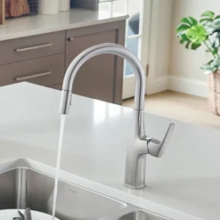 Blanco Rivana 1.5 GPM Brass Kitchen Faucet, Pull-Down, Stainless, 442678