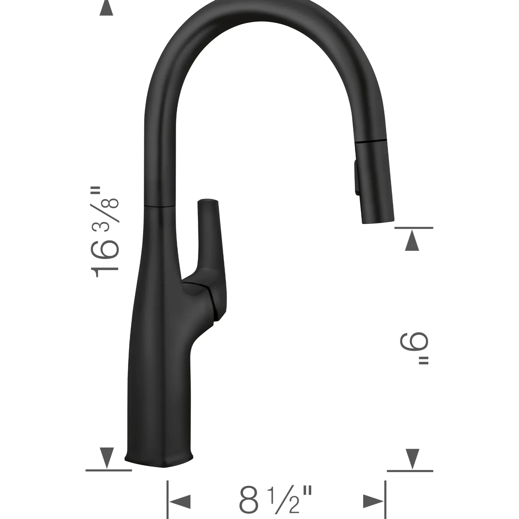 Blanco Rivana High-Arc Pull-Down Dual-Spray Kitchen Faucet, Matte Black, 1.5 GPM, Brass, 443020
