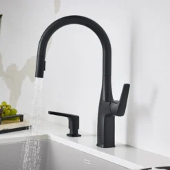 Blanco Rivana High-Arc Pull-Down Dual-Spray Kitchen Faucet, Matte Black, 1.5 GPM, Brass, 443020
