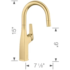 Blanco Rivana Pull-Down Bar Faucet, Satin Gold, 1.5 GPM, Brass, 442986
