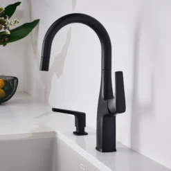 Blanco Rivana Pull-Down Bar Faucet, Matte Black, 1.5 GPM, Brass, 443021