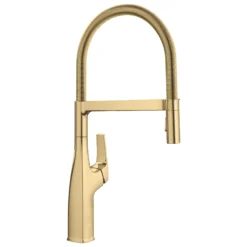 Blanco Rivana Semi-Pro Pull-Down Dual-Spray Kitchen Faucet, Satin Gold, 1.5 GPM, Brass, 442984