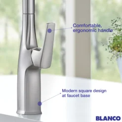 Blanco Rivana Semi-Pro Pull-Down Dual-Spray Kitchen Faucet, Matte Black, 1.5 GPM, Brass, 443019