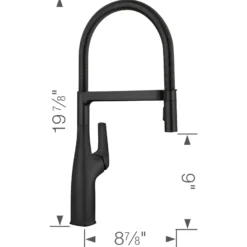 Blanco Rivana Semi-Pro Pull-Down Dual-Spray Kitchen Faucet, Matte Black, 1.5 GPM, Brass, 443019