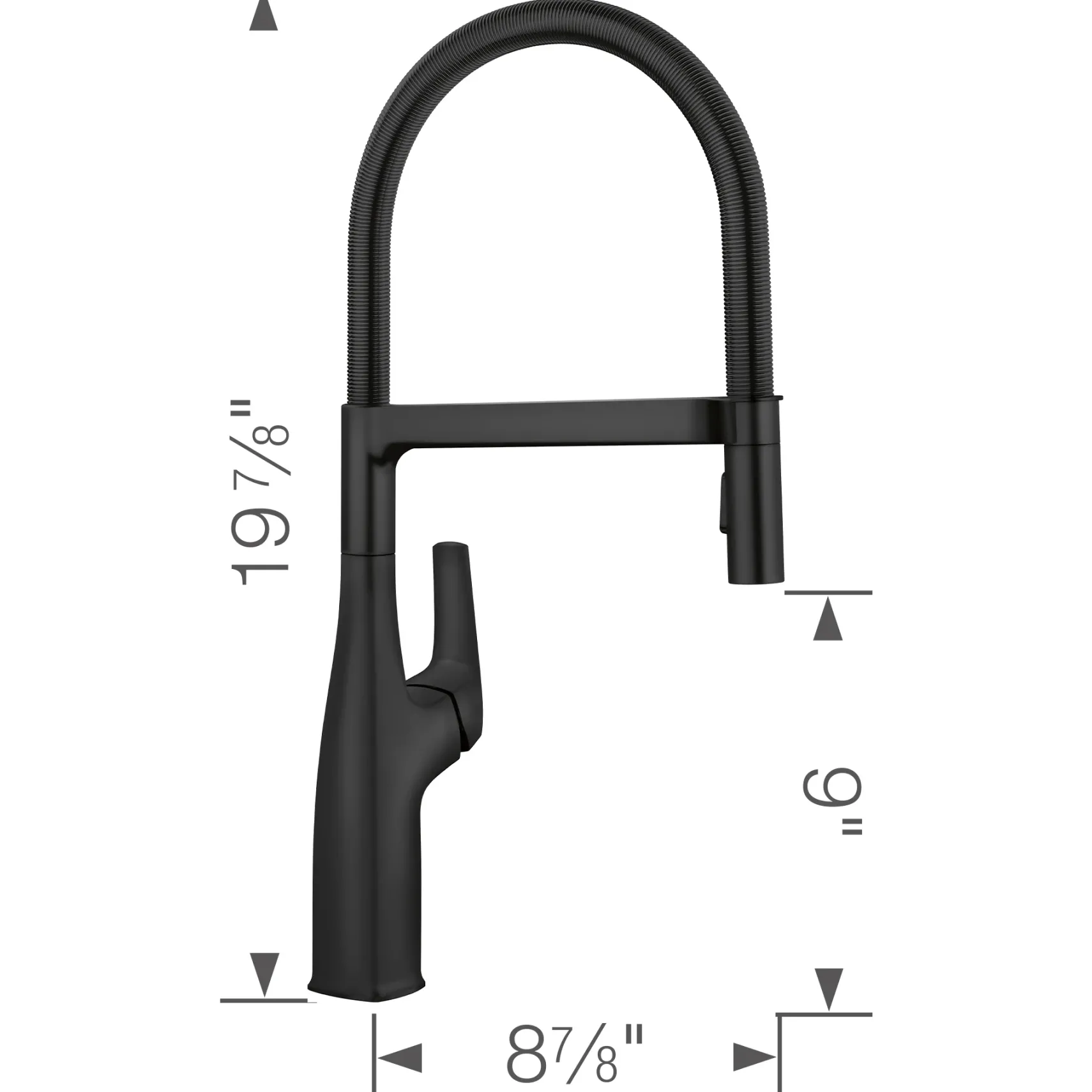 Blanco Rivana Semi-Pro Pull-Down Dual-Spray Kitchen Faucet, Matte Black, 1.5 GPM, Brass, 443019