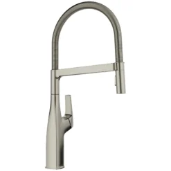Blanco Rivana Semi-Pro Pull-Down Dual-Spray Kitchen Faucet, Satin Platinum, 1.5 GPM, Brass, 443248