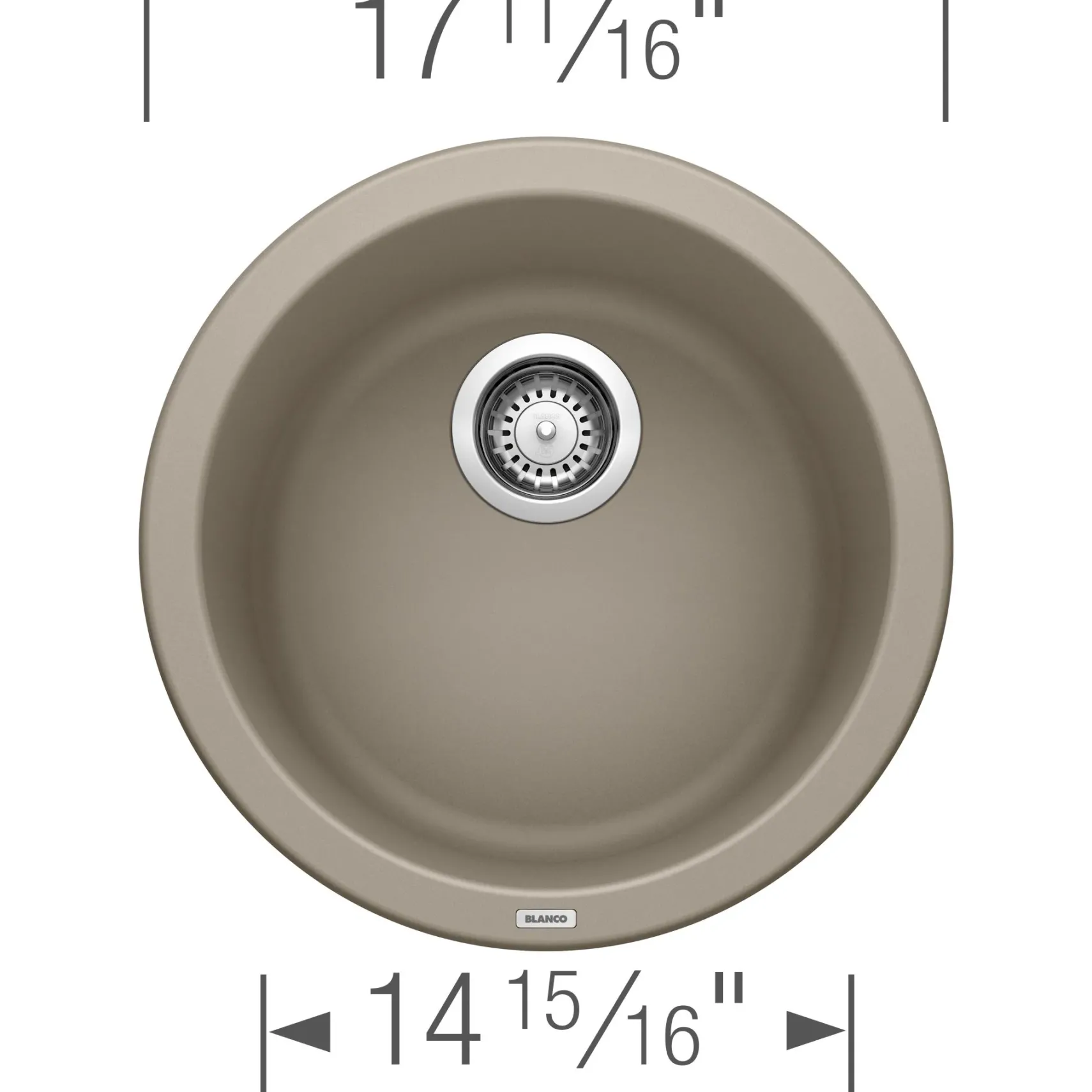 Blanco Rondo 18" Round Granite Composite Bar/Prep Sink, Silgranit, Truffle, 517699