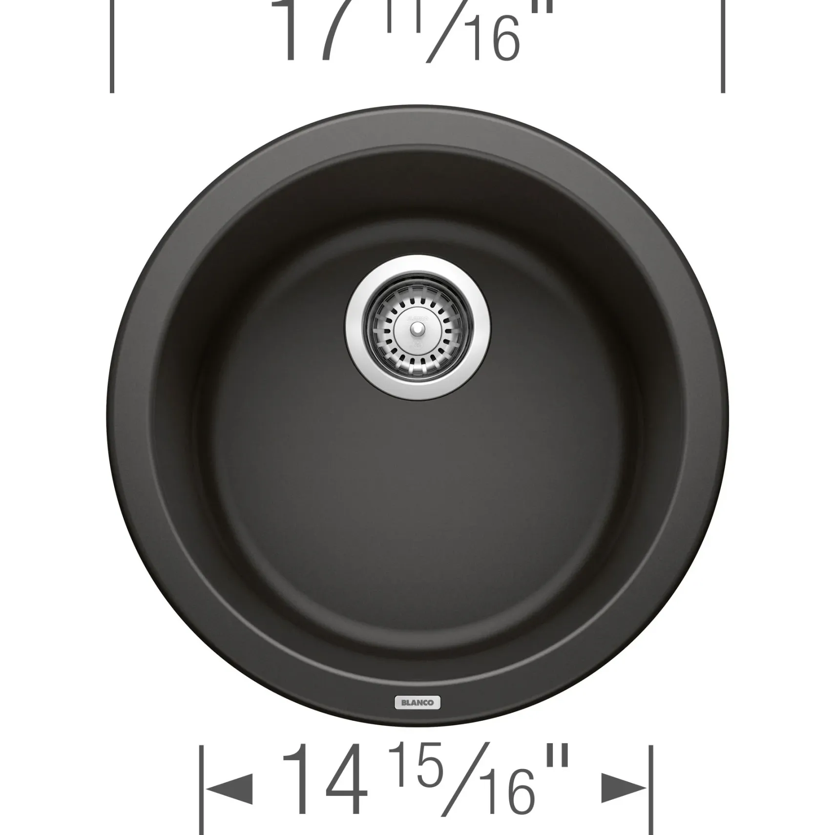 Blanco Rondo 18" Round Granite Composite Bar/Prep Sink, Silgranit, Coal Black, 525960