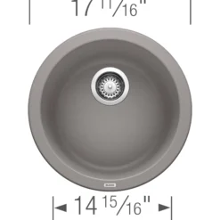 Blanco Rondo 18" Round Granite Composite Bar/Prep Sink, Silgranit, Metallic Gray, 513382