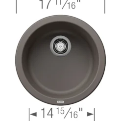 Blanco Rondo 18" Round Silgranit Bar/Prep Sink, Volcano Gray, No Faucet Hole, 527416