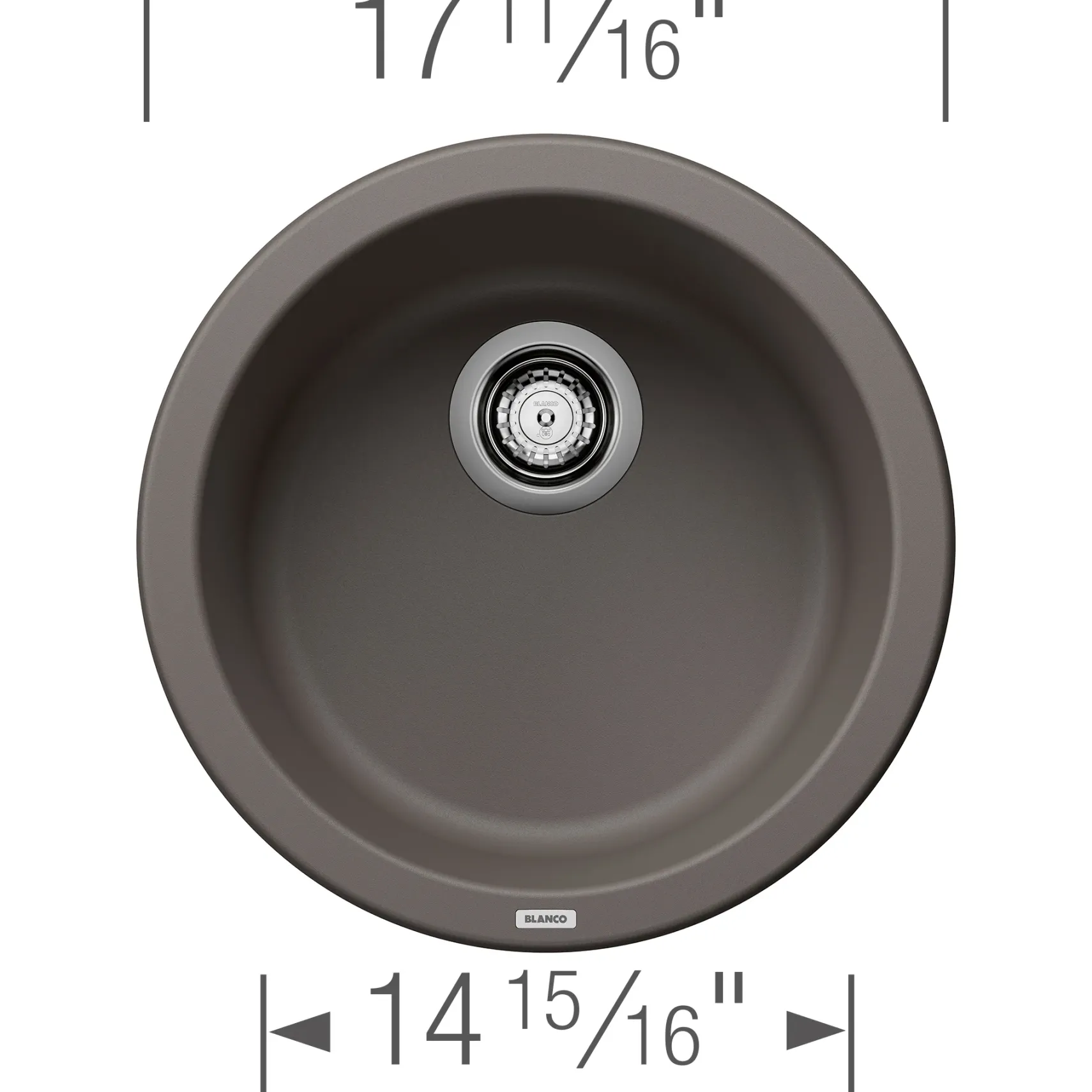 Blanco Rondo 18" Round Silgranit Bar/Prep Sink, Volcano Gray, No Faucet Hole, 527416