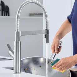 Blanco Solenta 1.5 GPM Brass Kitchen Faucet, Semi-Pro, Stainless, 401993