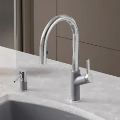Blanco Urbena 1.5 GPM Brass Kitchen Faucet, Pull-Down, Metallic Gray/Chrome, 526396