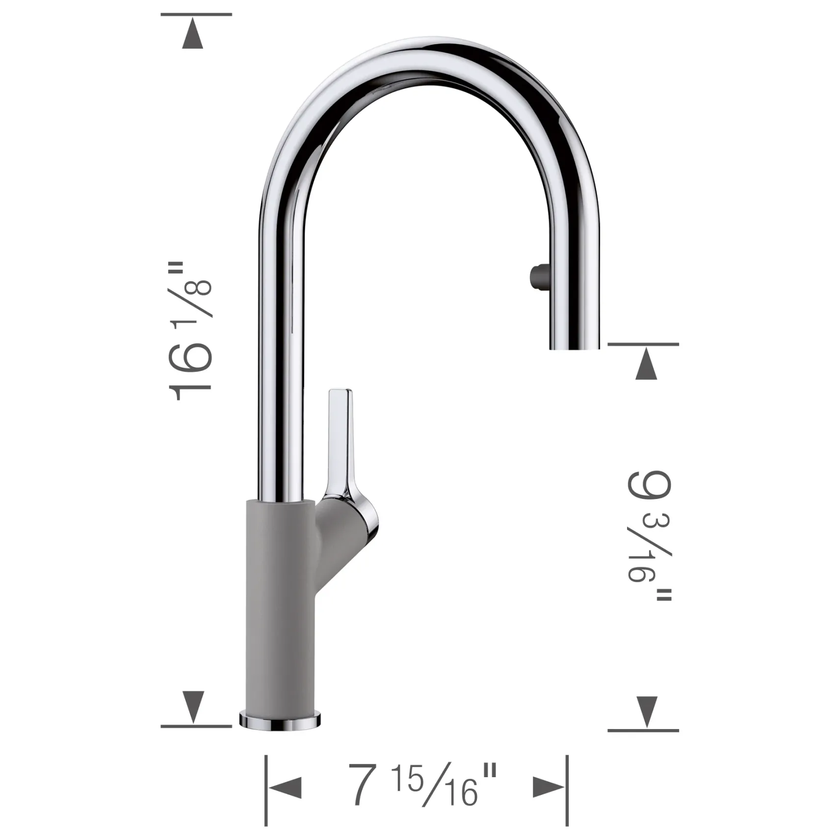 Blanco Urbena 1.5 GPM Brass Kitchen Faucet, Pull-Down, Metallic Gray/Chrome, 526396