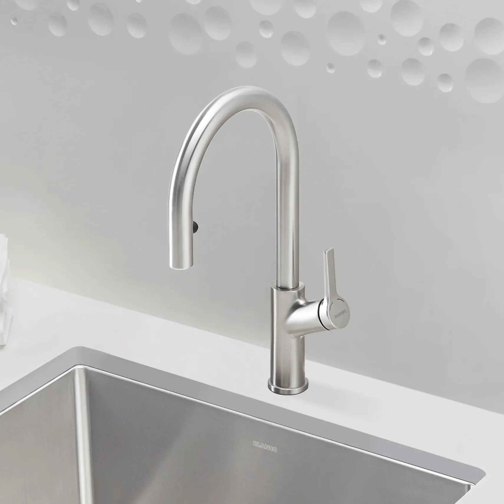 Blanco Urbena 1.5 GPM Brass Kitchen Faucet, Pull-Down, Classic Steel, 526389