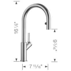 Blanco Urbena 1.5 GPM Brass Kitchen Faucet, Pull-Down, Classic Steel, 526389