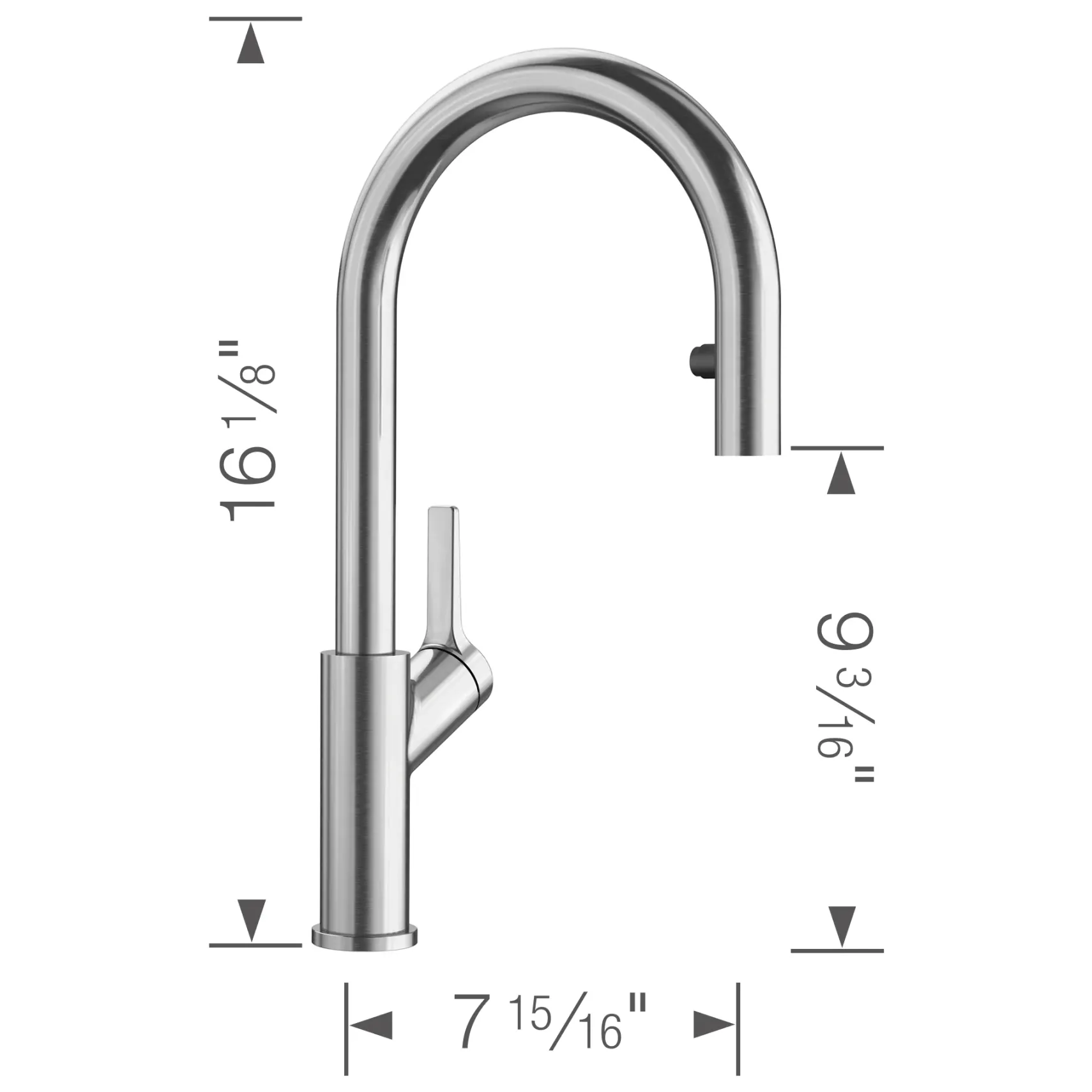 Blanco Urbena 1.5 GPM Brass Kitchen Faucet, Pull-Down, Classic Steel, 526389