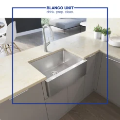 Blanco Urbena 1.5 GPM Brass Kitchen Faucet, Pull-Down, Classic Steel, 526389