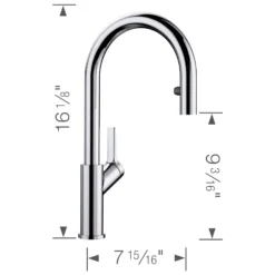 Blanco Urbena 1.5 GPM Brass Kitchen Faucet, Pull-Down, Polished Chrome, 526390