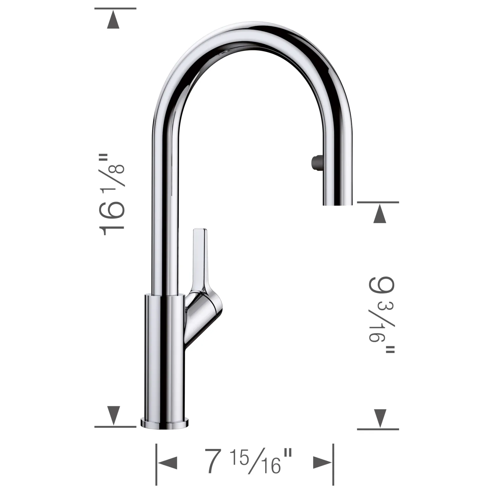 Blanco Urbena 1.5 GPM Brass Kitchen Faucet, Pull-Down, Polished Chrome, 526390
