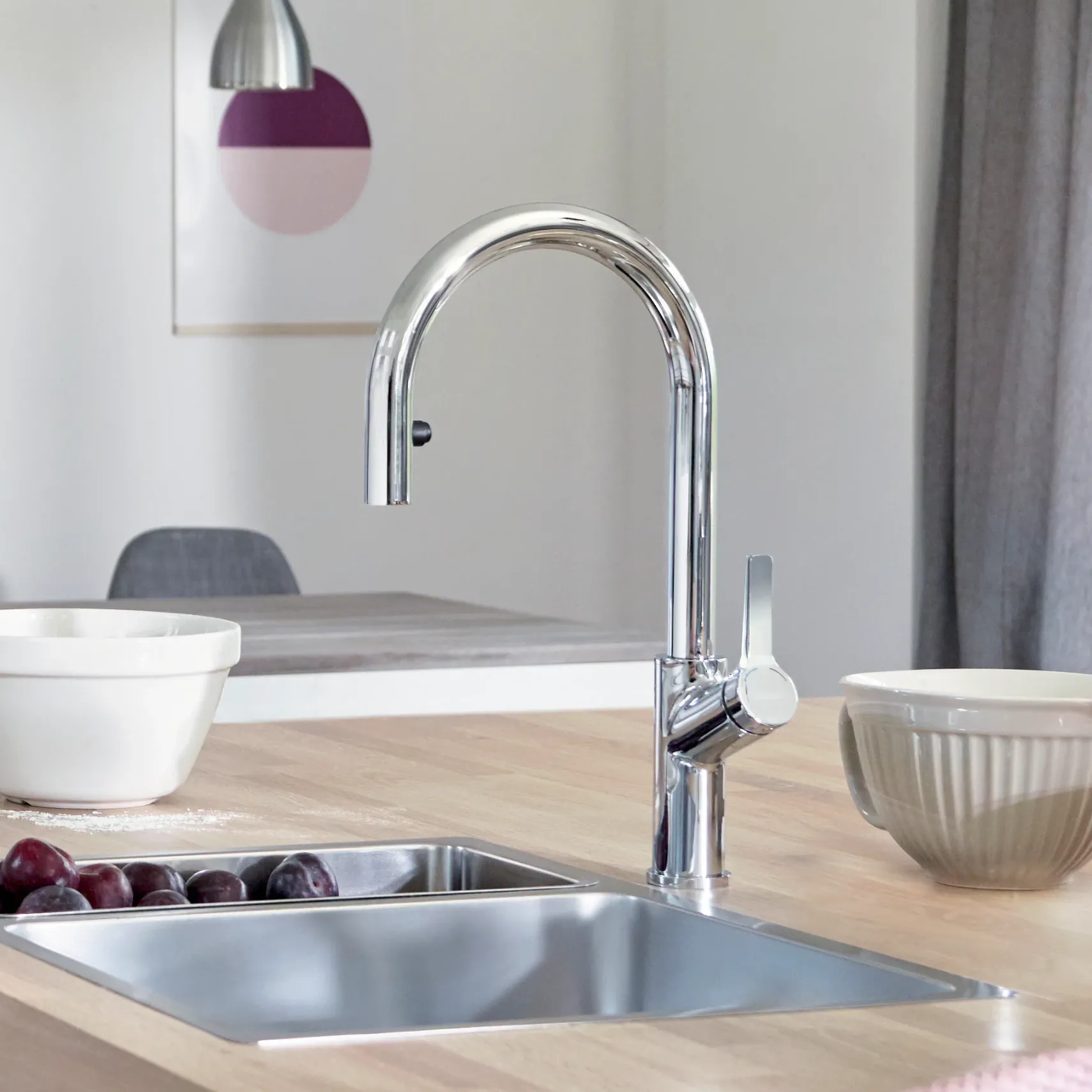 Blanco Urbena 1.5 GPM Brass Kitchen Faucet, Pull-Down, Polished Chrome, 526390