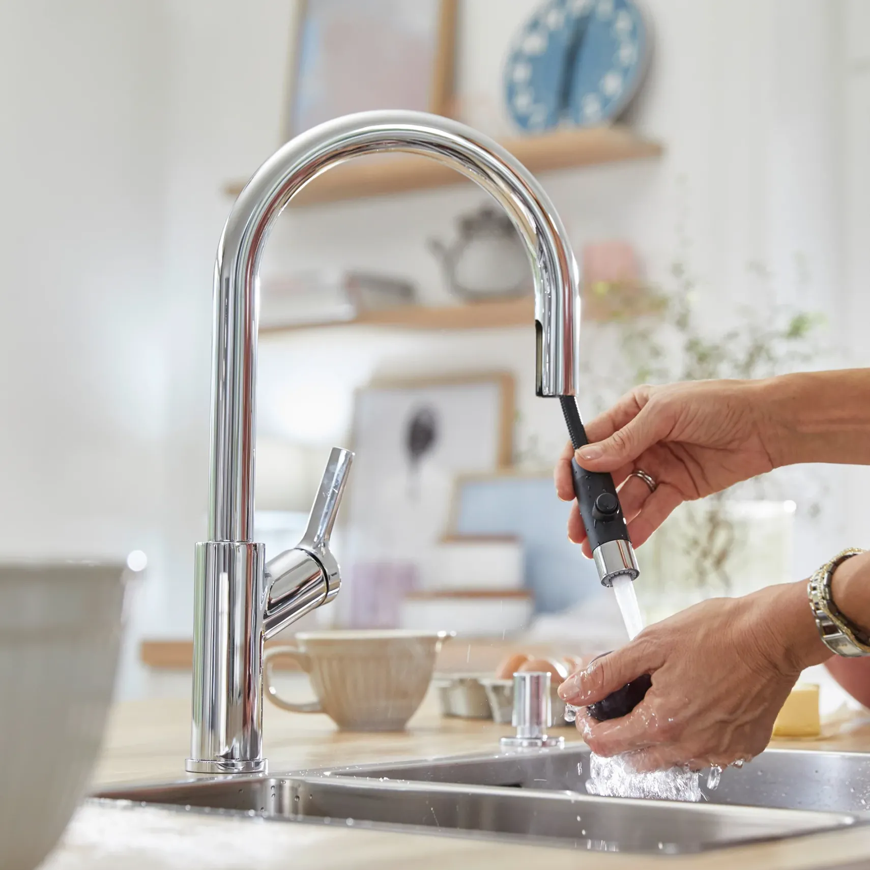Blanco Urbena 1.5 GPM Brass Kitchen Faucet, Pull-Down, Polished Chrome, 526390