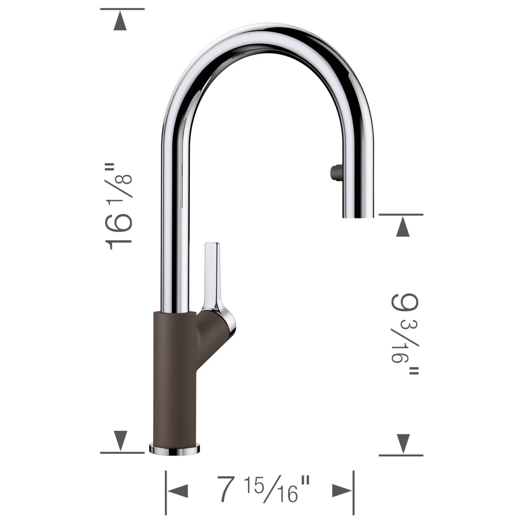 Blanco Urbena 1.5 GPM Brass Kitchen Faucet, Pull-Down, Cafe/Chrome, 526394