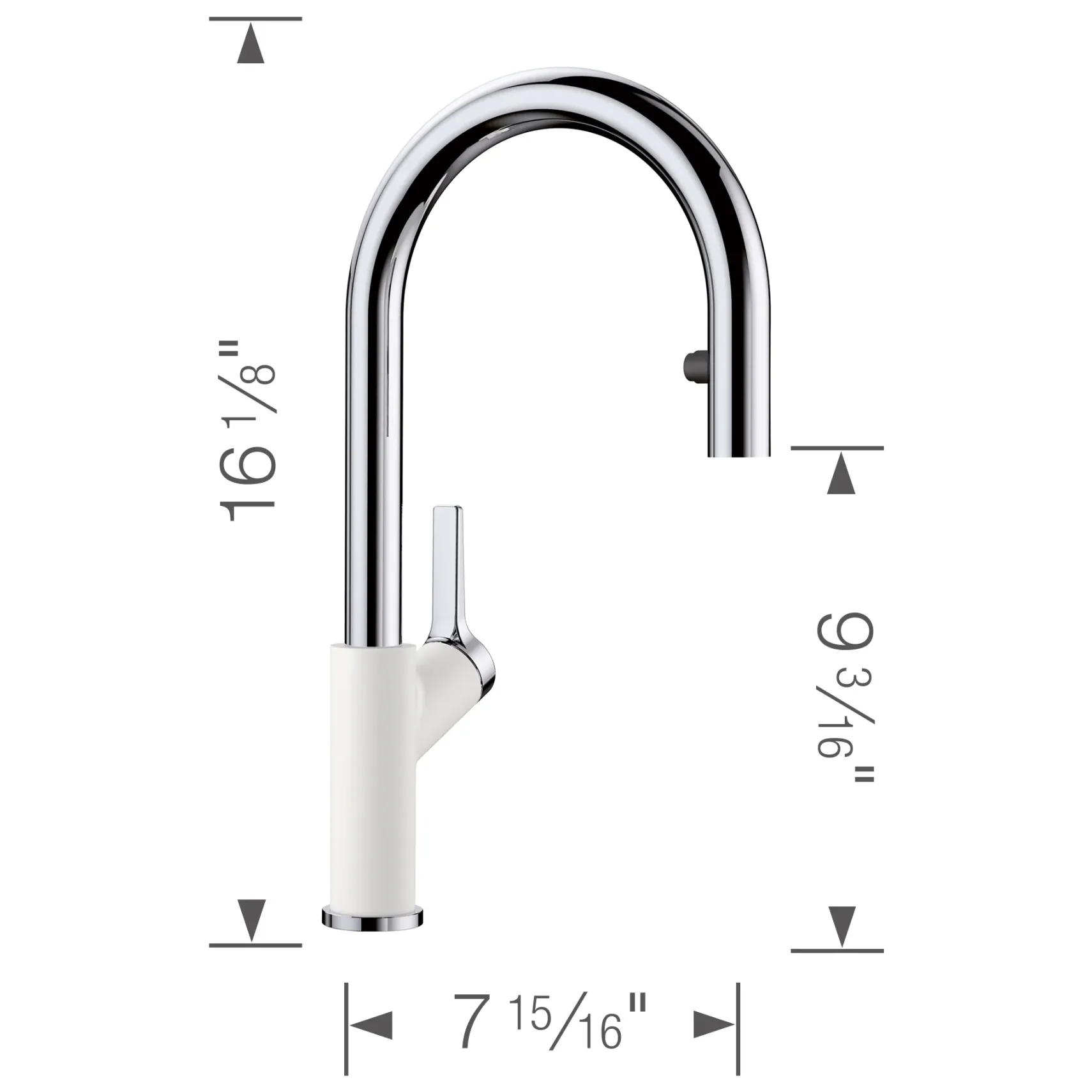 Blanco Urbena 1.5 GPM Brass Kitchen Faucet, Pull-Down, White/Chrome, 526391