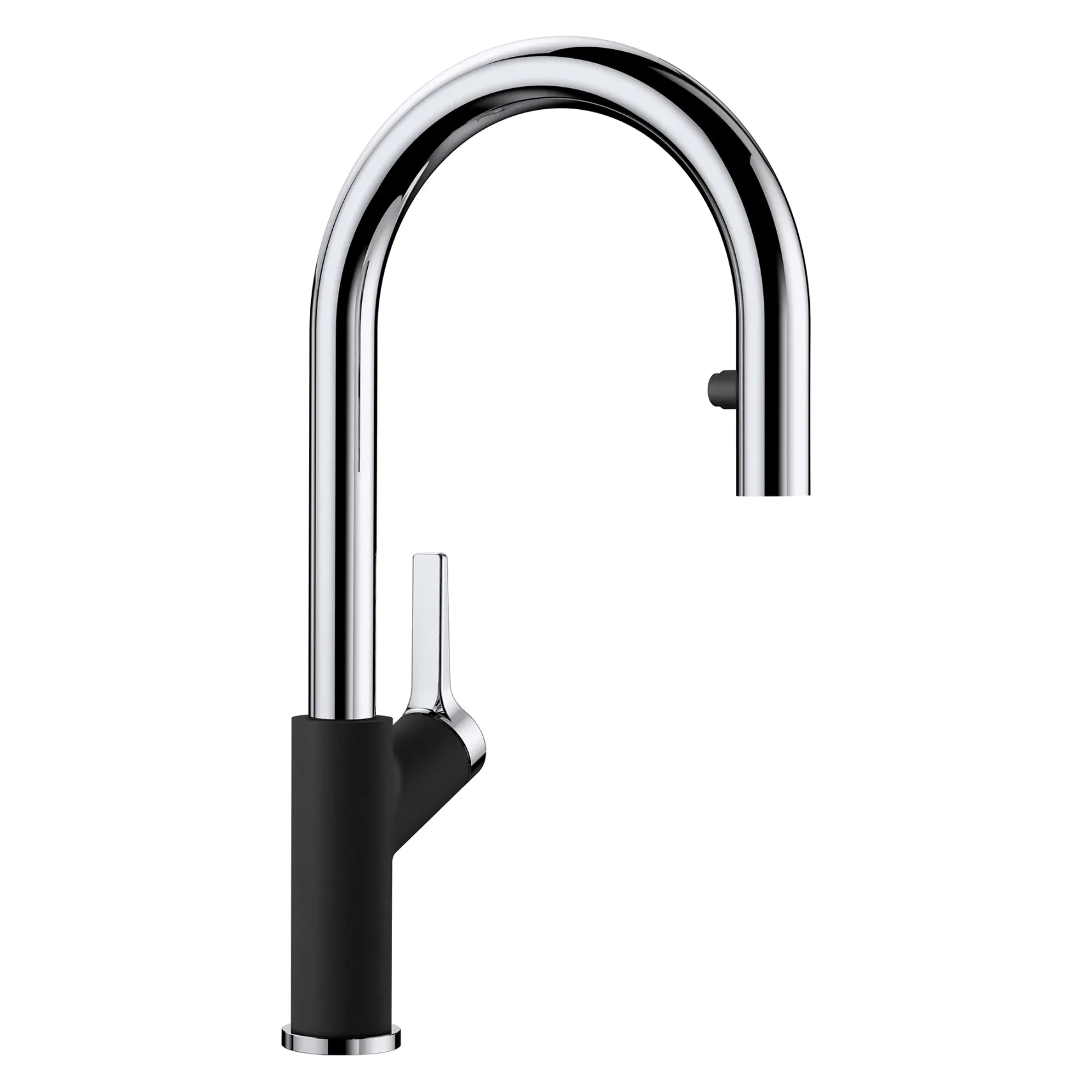 Blanco Urbena 1.5 GPM Brass Kitchen Faucet, Pull-Down, Coal Black/Chrome, 526398