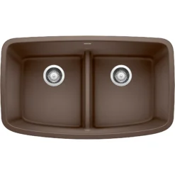 Blanco Valea 32" Undermount Granite Composite Kitchen Sink, Silgranit, 50/50 Double Bowl, Cafe, 442203