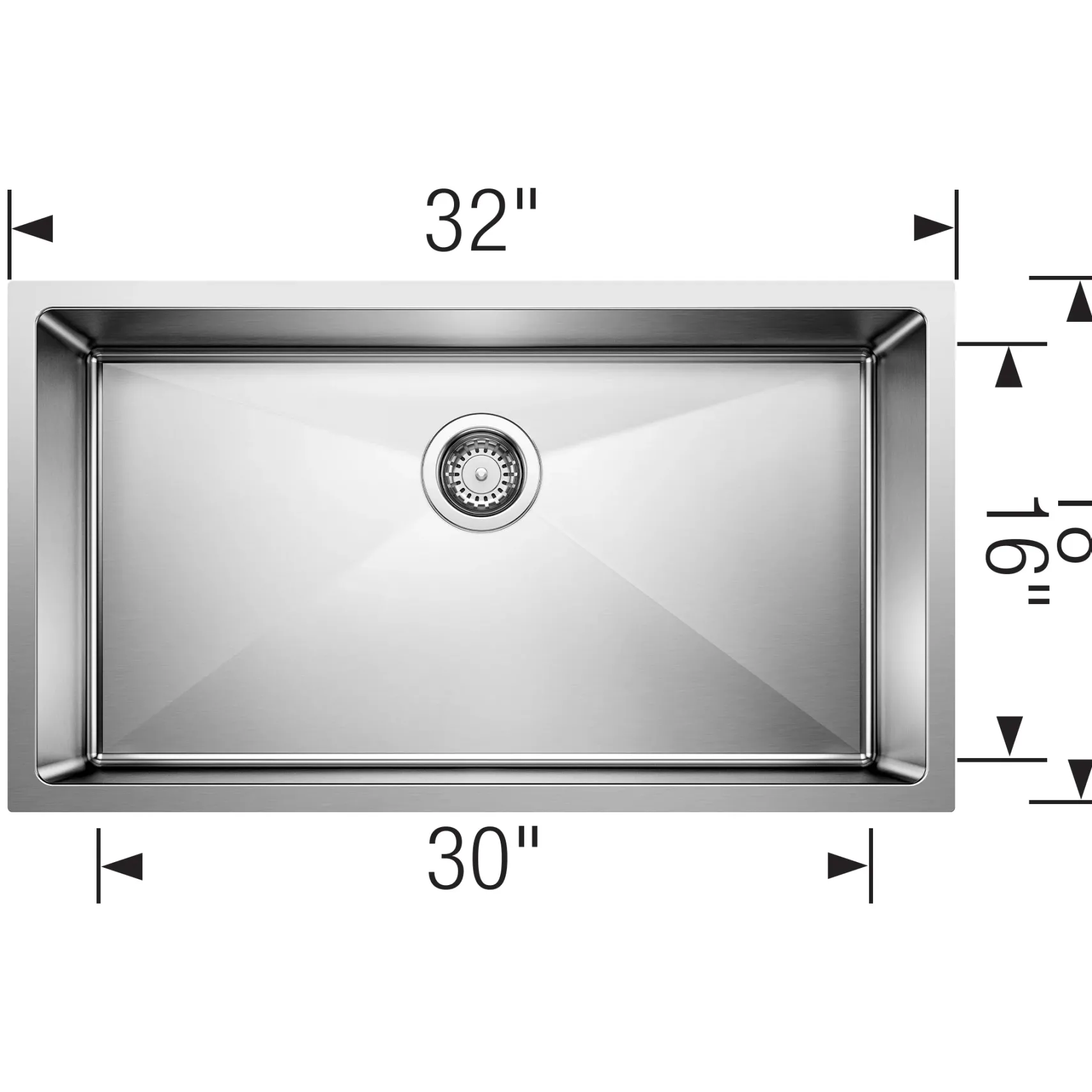 Blanco Cuvee 32" Undermount Stainless Steel Kitchen Sink, Satin Polish, 16 Gauge, No Faucet Hole, 524754