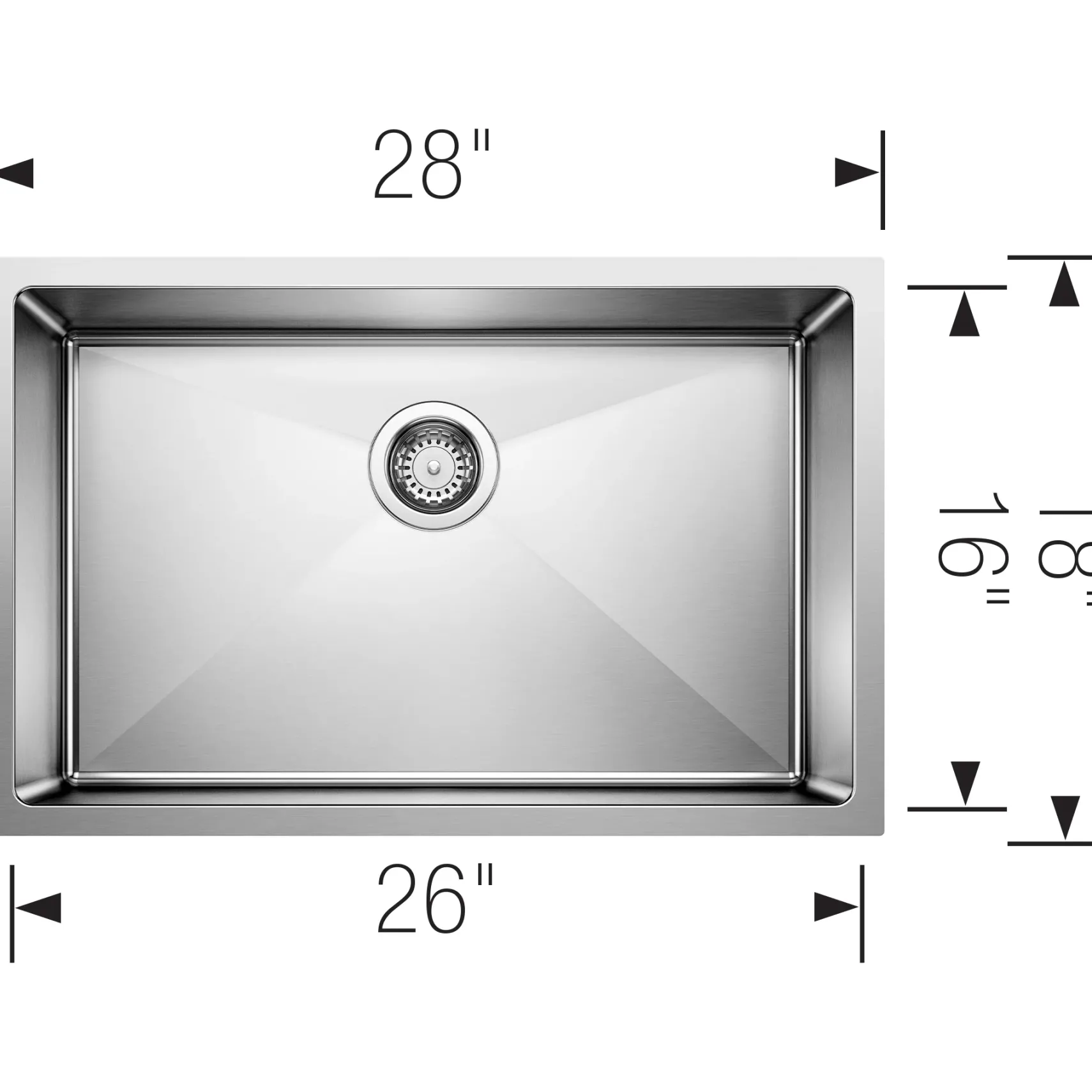 Blanco Cuvee 28" Undermount Stainless Steel Kitchen Sink, Satin Polish, 16 Gauge, No Faucet Hole, 524751