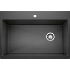 Blanco Diamond 34" Dual Mount Granite Composite Kitchen Sink, Silgranit, Anthracite, 440194