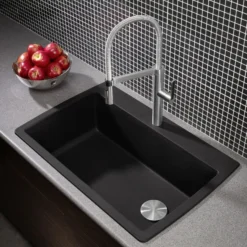 Blanco Diamond 34" Dual Mount Granite Composite Kitchen Sink, Silgranit, Anthracite, 440194