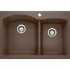 Blanco Diamond 33" Dual Mount Granite Composite Kitchen Sink, Silgranit, 60/40 Double Bowl, Cafe, 440213