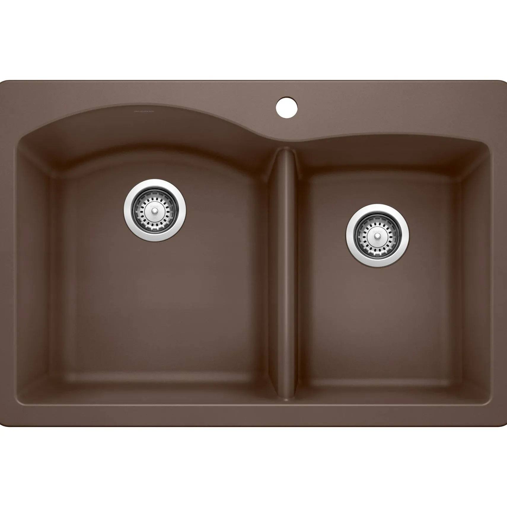 Blanco Diamond 33" Dual Mount Granite Composite Kitchen Sink, Silgranit, 60/40 Double Bowl, Cafe, 440213